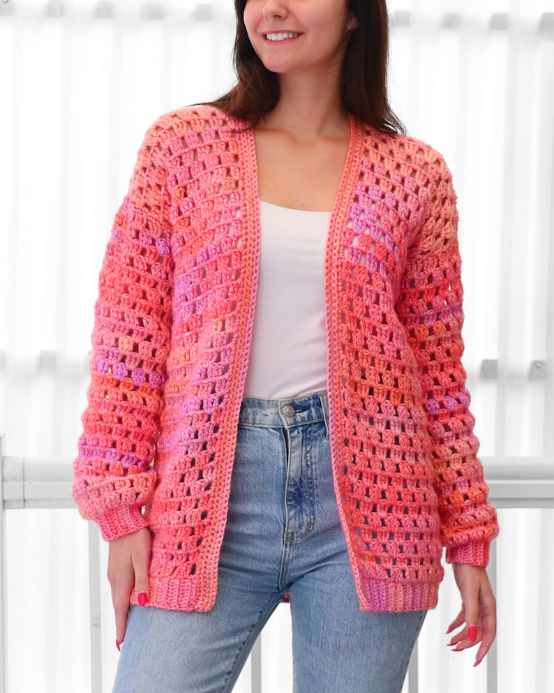 Modèle de crochet - Gilet ELOISE (PDF) - Cadeau crocheté fait main pour femme - Pull 3 panneaux - Pull granny facile - Tailles XS à 3XL