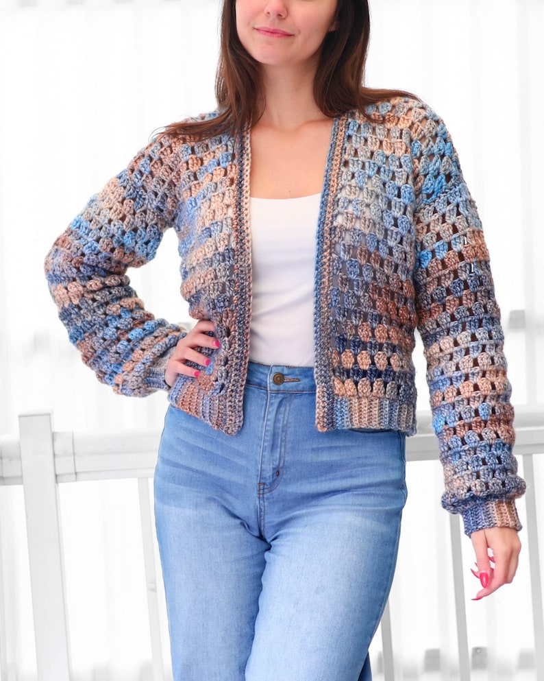 Modèle de crochet - Gilet ELOISE (PDF) - Cadeau crocheté fait main pour femme - Pull 3 panneaux - Pull granny facile - Tailles XS à 3XL