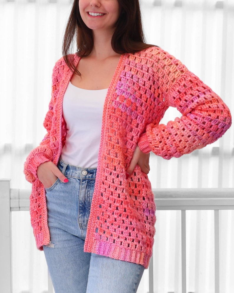 Modèle de crochet - Gilet ELOISE (PDF) - Cadeau crocheté fait main pour femme - Pull 3 panneaux - Pull granny facile - Tailles XS à 3XL