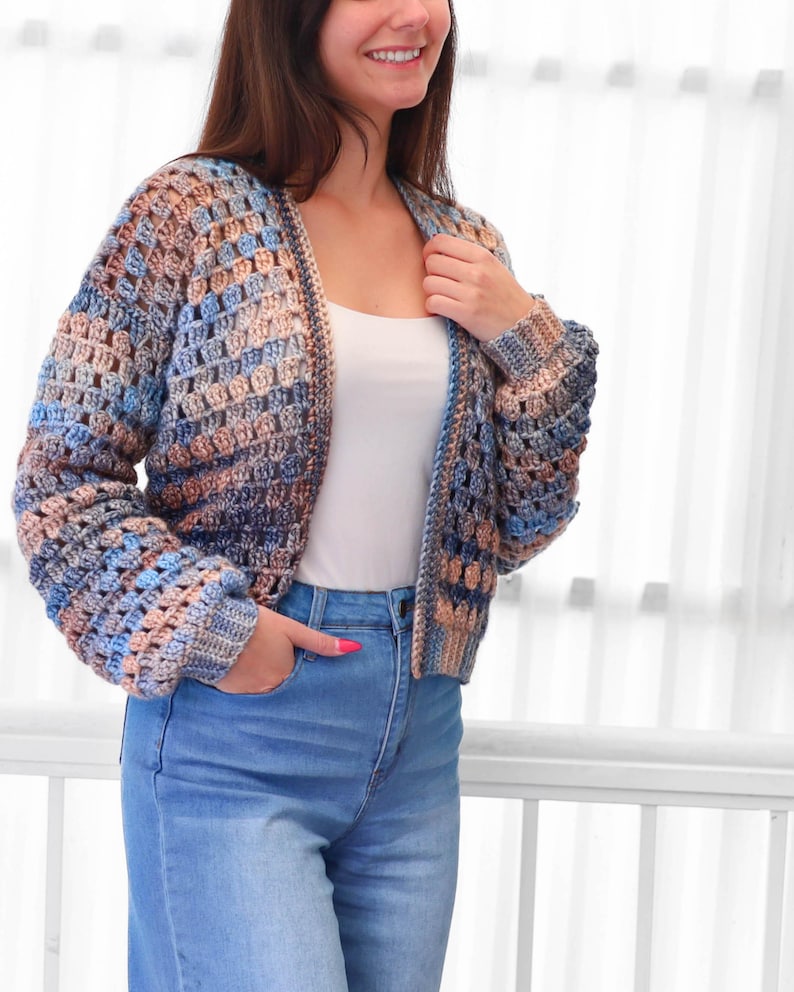 Modèle de crochet - Gilet ELOISE (PDF) - Cadeau crocheté fait main pour femme - Pull 3 panneaux - Pull granny facile - Tailles XS à 3XL