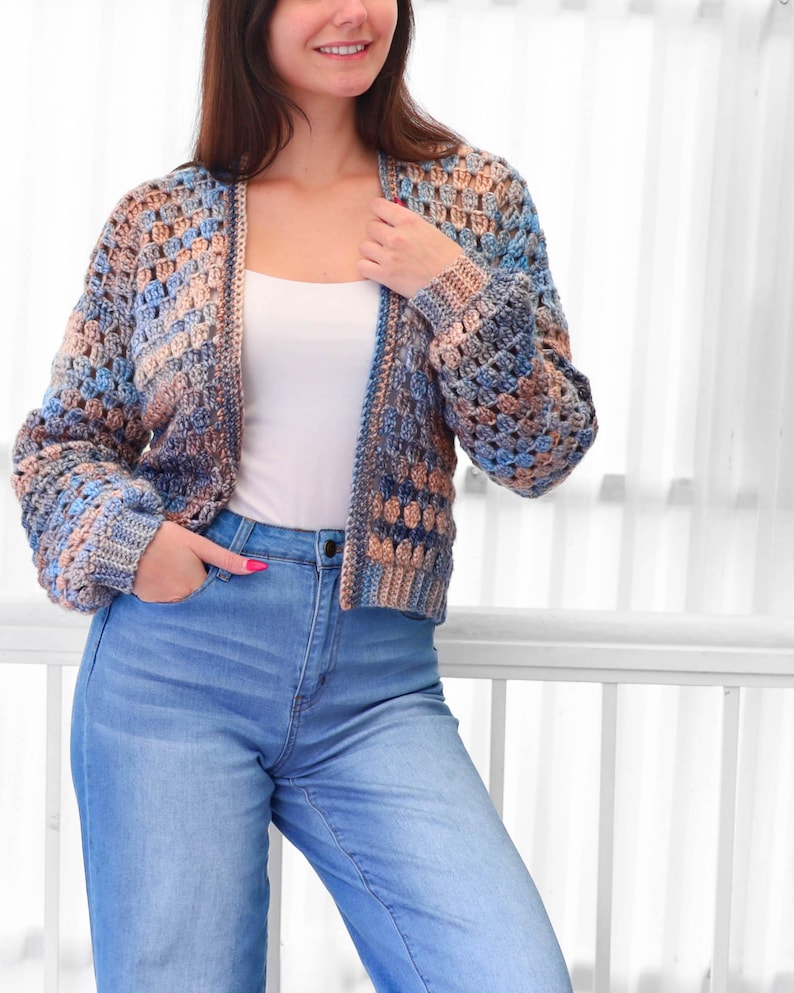 Modèle de crochet - Gilet ELOISE (PDF) - Cadeau crocheté fait main pour femme - Pull 3 panneaux - Pull granny facile - Tailles XS à 3XL