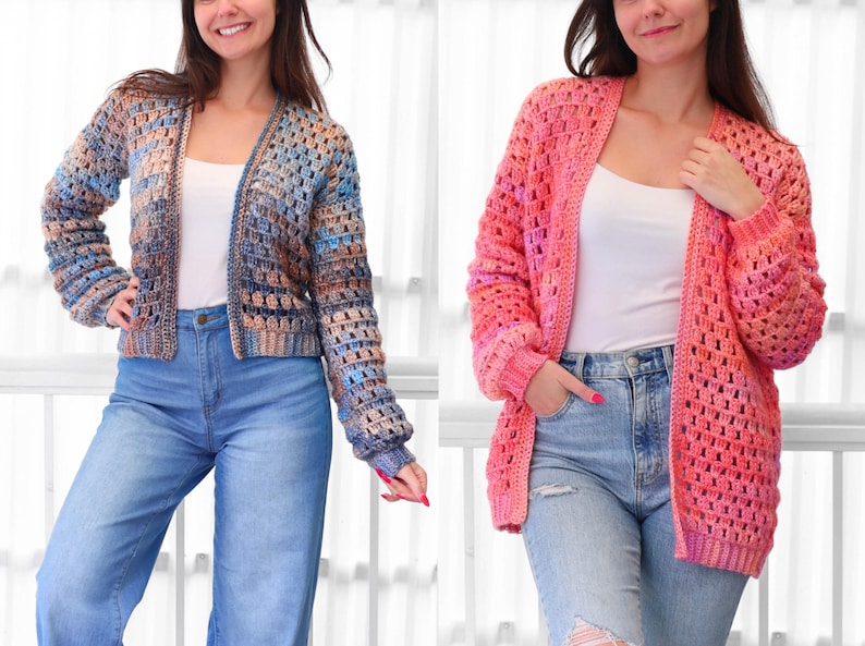 Modèle de crochet - Gilet ELOISE (PDF) - Cadeau crocheté fait main pour femme - Pull 3 panneaux - Pull granny facile - Tailles XS à 3XL